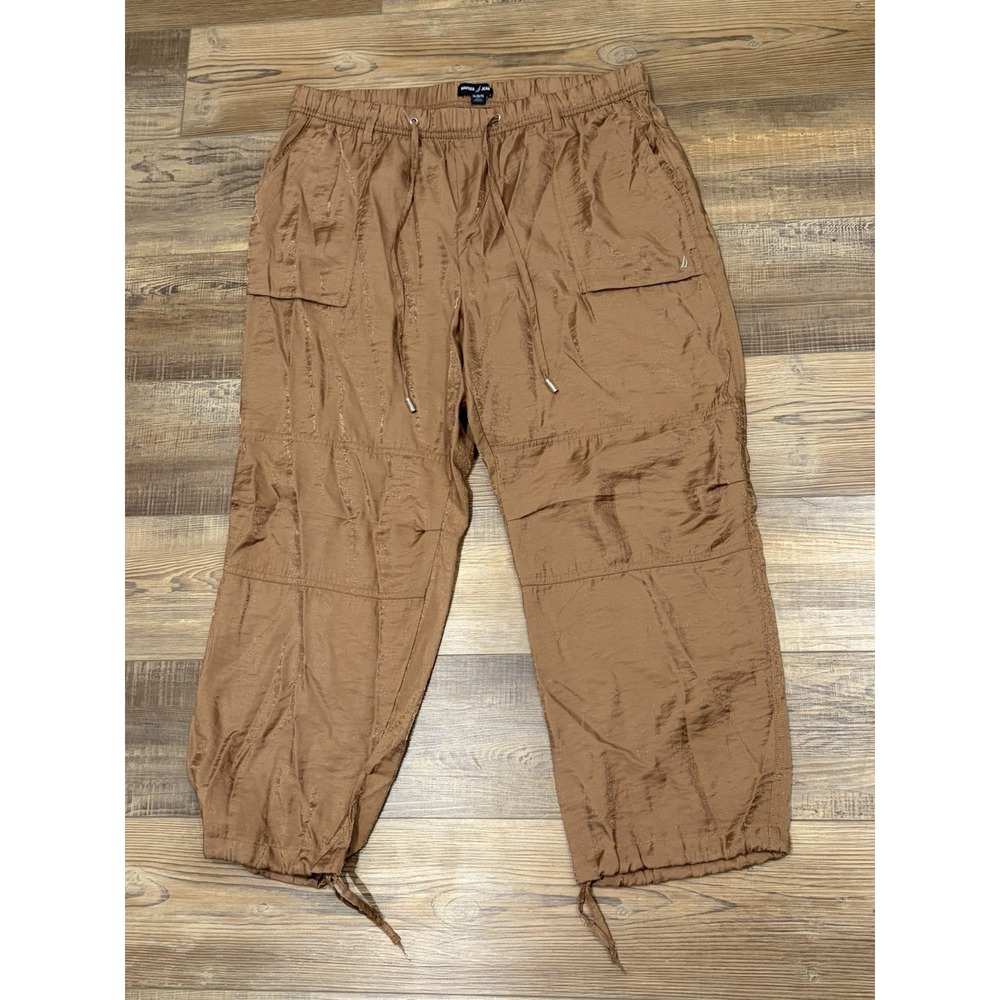 Nautica Brown Shimmer Baggy Wide Leg Pants Fisherman Boating Swim Cover Up XL